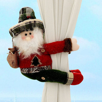 2pcs Cartoon Snowman Santa Christmas Curtain Tiebacks