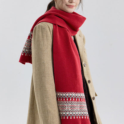 Vintage Soft Warm Fair Isle Knit Scarf