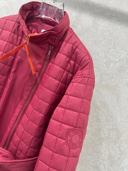 HM 25 Diamond-Guilted Padded Jacket Red Cotton and Polyester 302845