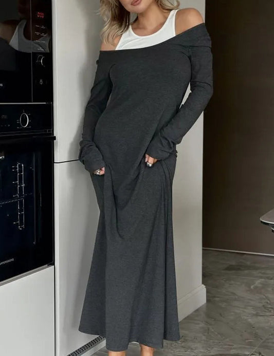 Splicing Fake Two-Piece Elegant Maxi Dress