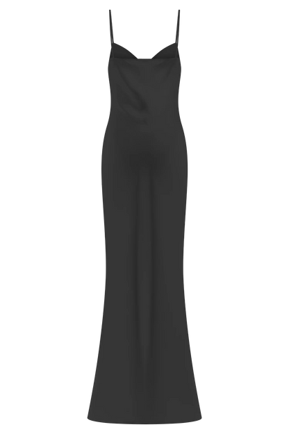 Lilly Sweetheart Satin Maxi Dress - Black