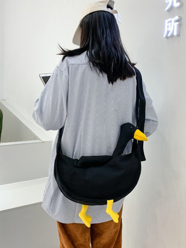 Stylish Contrast Color Duck Canvas Shoulder Bag Accessories