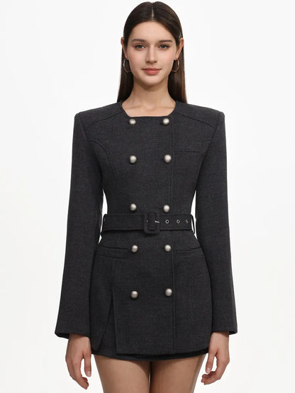Genevieve Classic Tailored Long Sleeve Woven Two Piece Set