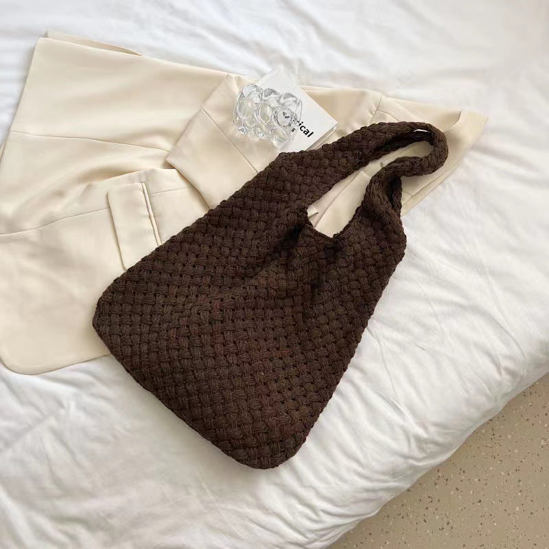 Crochet Tote Bag Hand-Woven Vintage Tote Bag