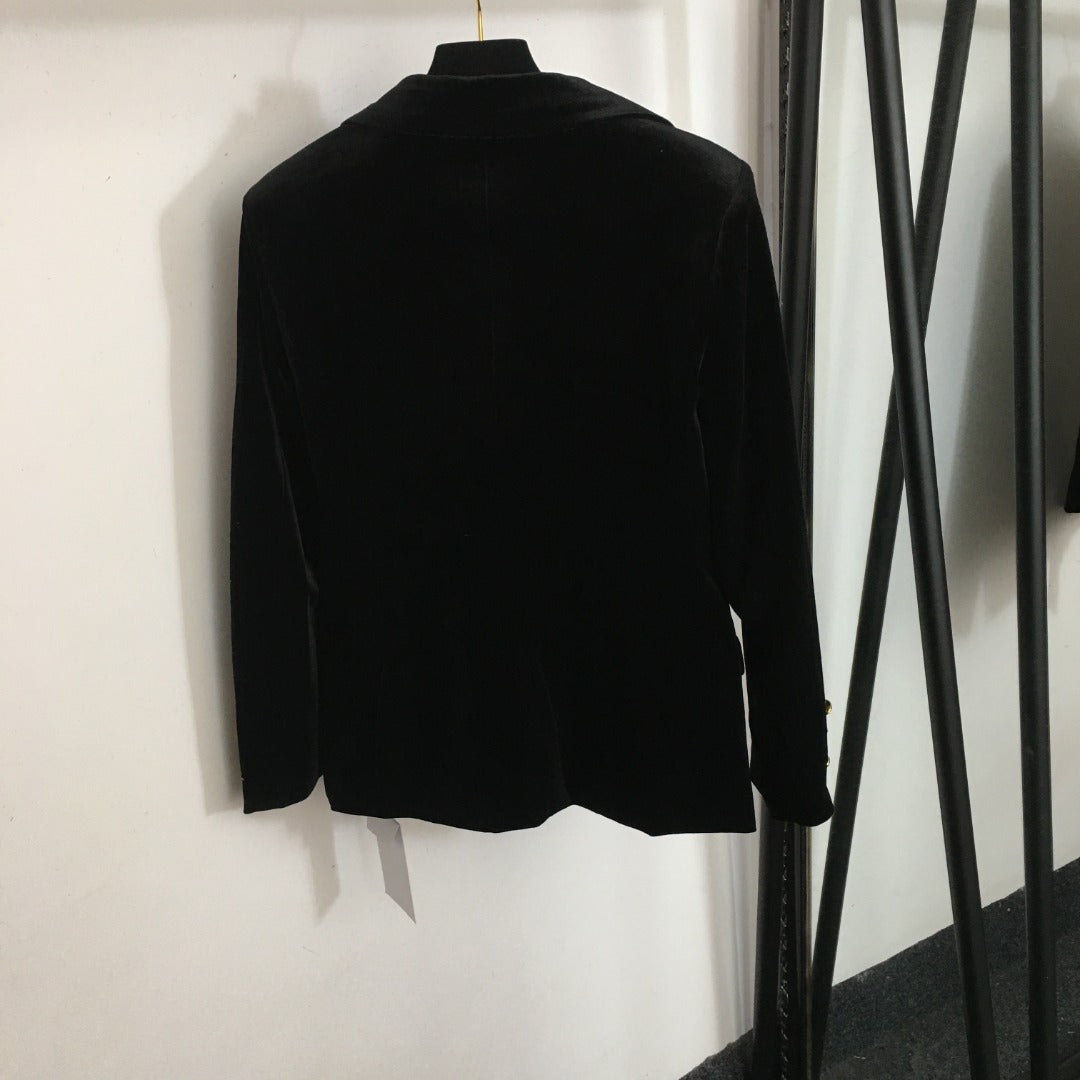 Chanel Long-Sleeve Velvet Blazer