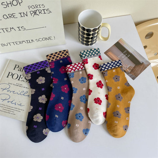 Rufia - Colorful Floral Pattern Mid-Calf Socks