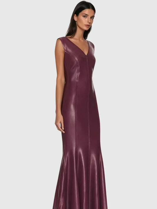 Cordelia Sleeveless Leather Maxi Dress