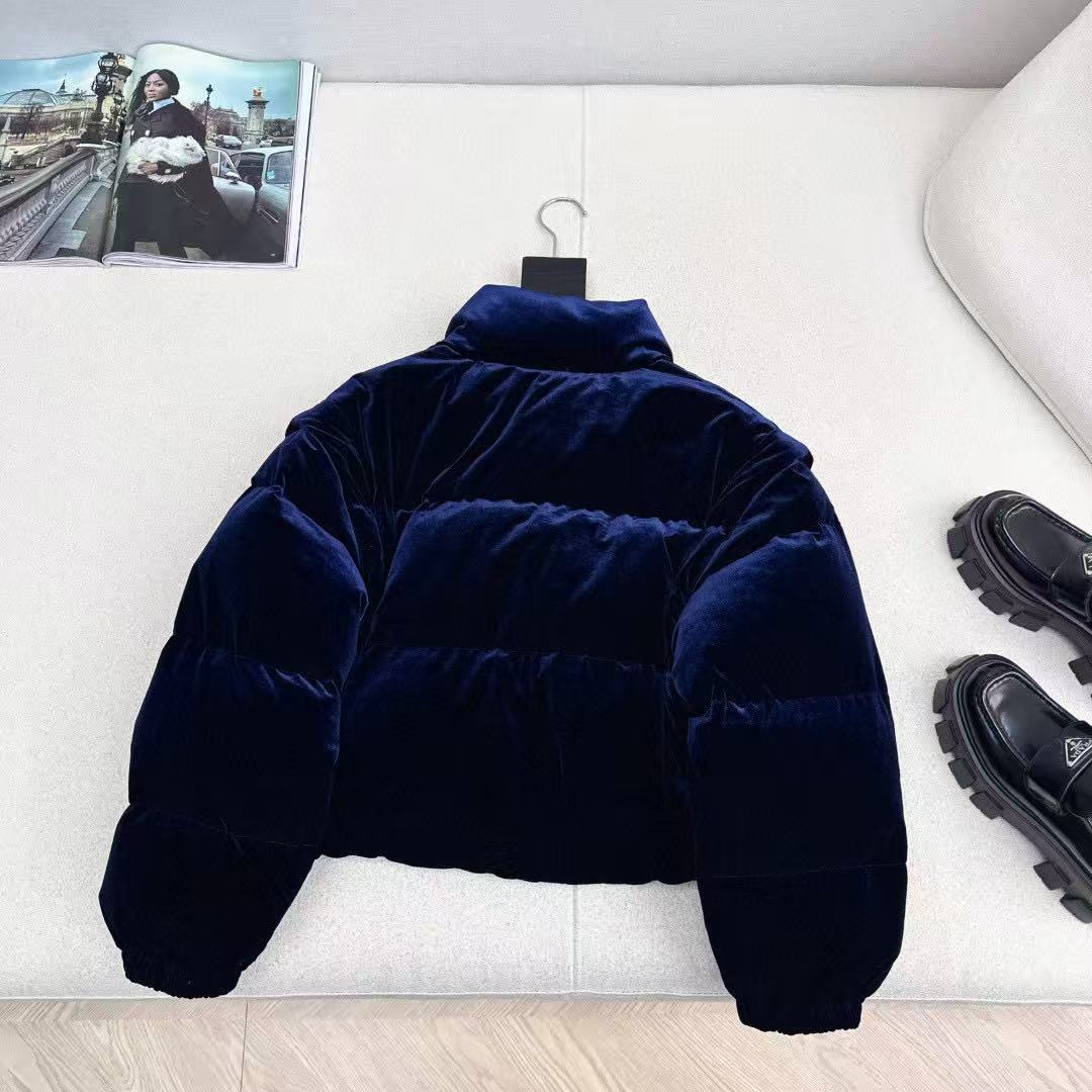 Prada Jacket Navy Blue Velvet Down