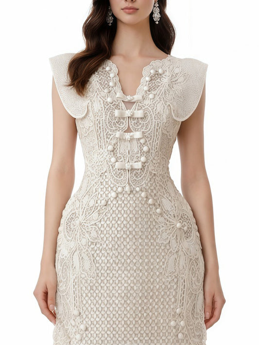 Isla Cap Sleeves White Embellished Mini Dress
