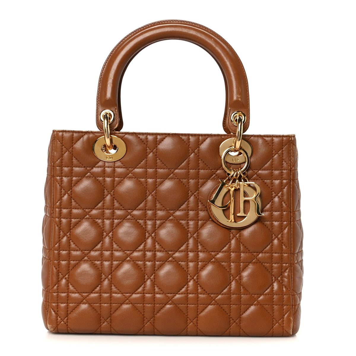 Lambskin Cannage Medium Lady Dior Tan