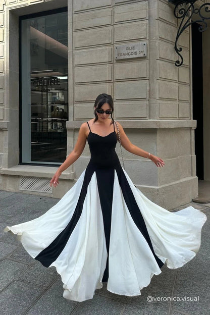 Panelled Tulle Maxi Dress With Aline Silhouette