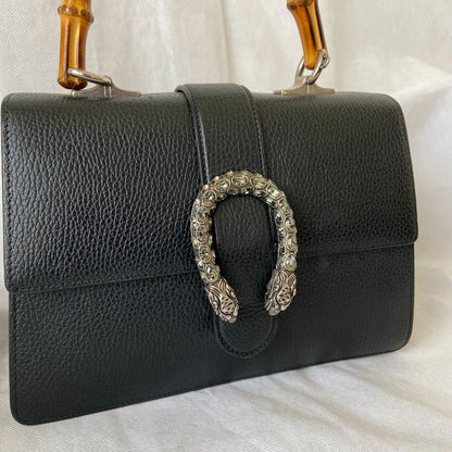 Gucci black Medium Dionysus bamboo top handle bag