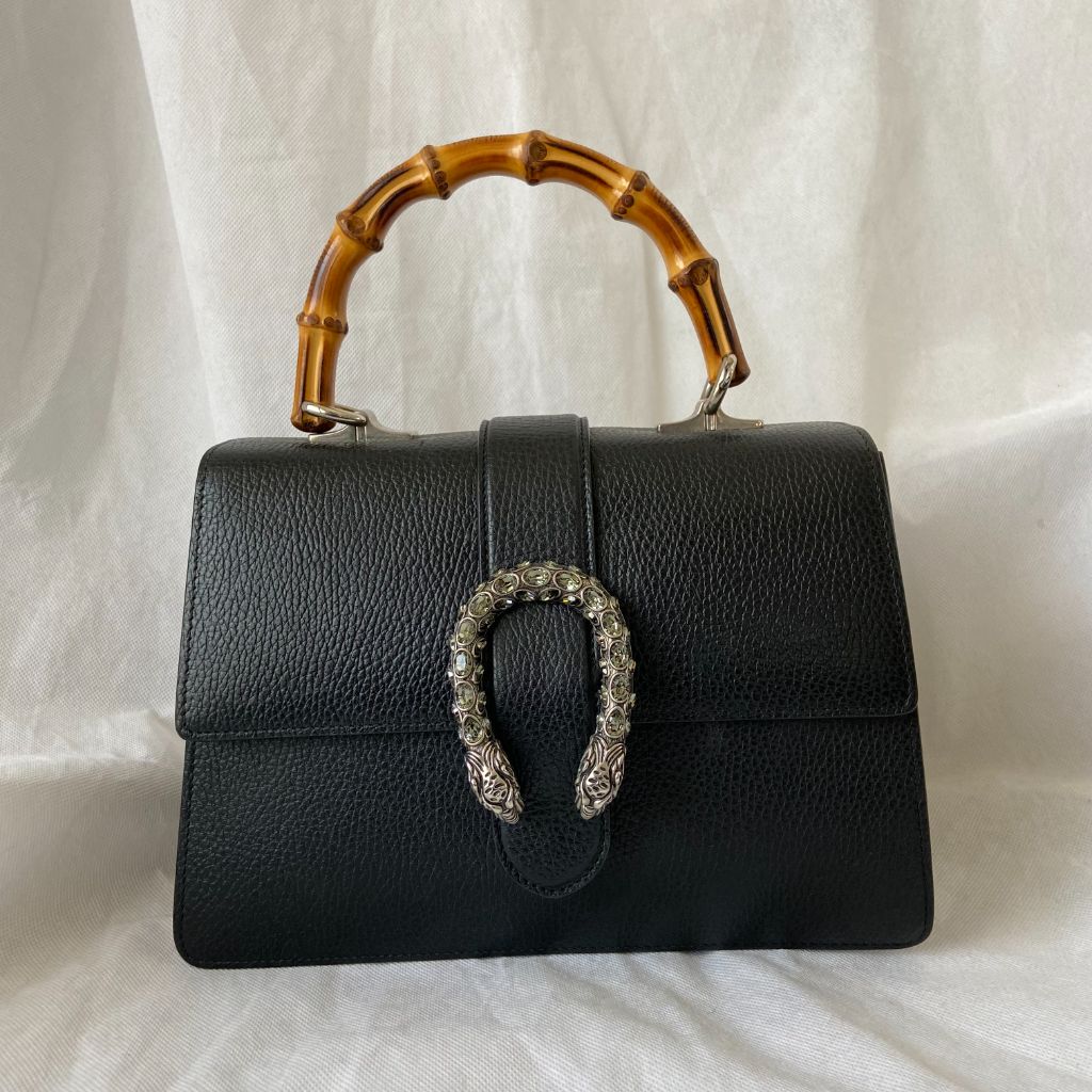 Gucci black Medium Dionysus bamboo top handle bag