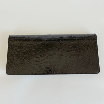 Gucci Brown Crocodile 1973 Flap Long Clutch