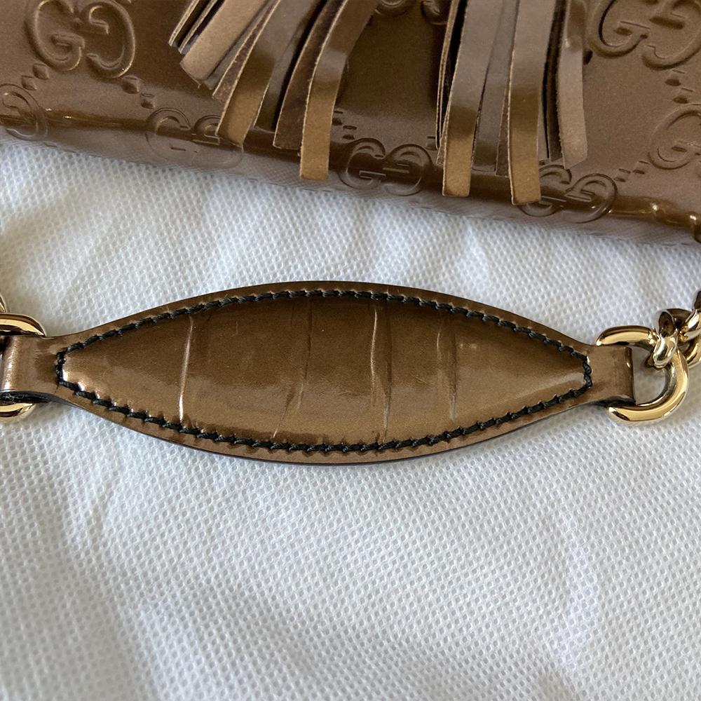 Gucci Emily Bronze Patent Leather Medium Bag