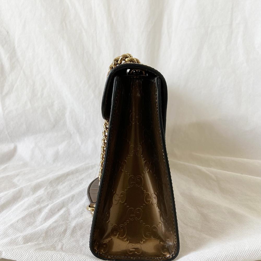 Gucci Emily Bronze Patent Leather Medium Bag