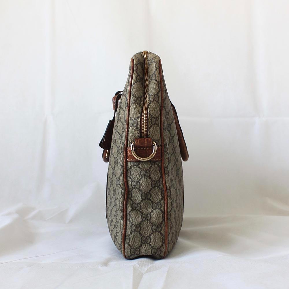 Gucci Guccisima briefcase bag with brown crocodile leather trim