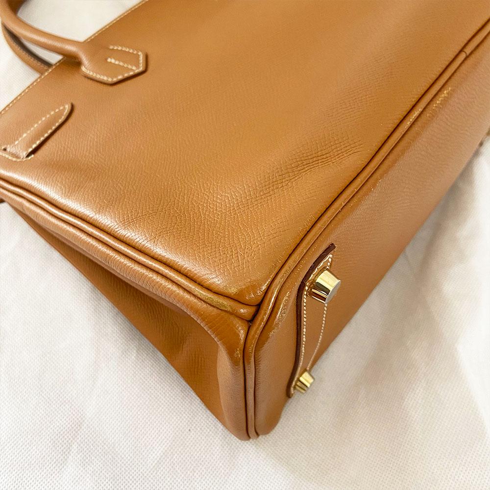 Hermes 30 Gold Birkin Epsom Leather Bag