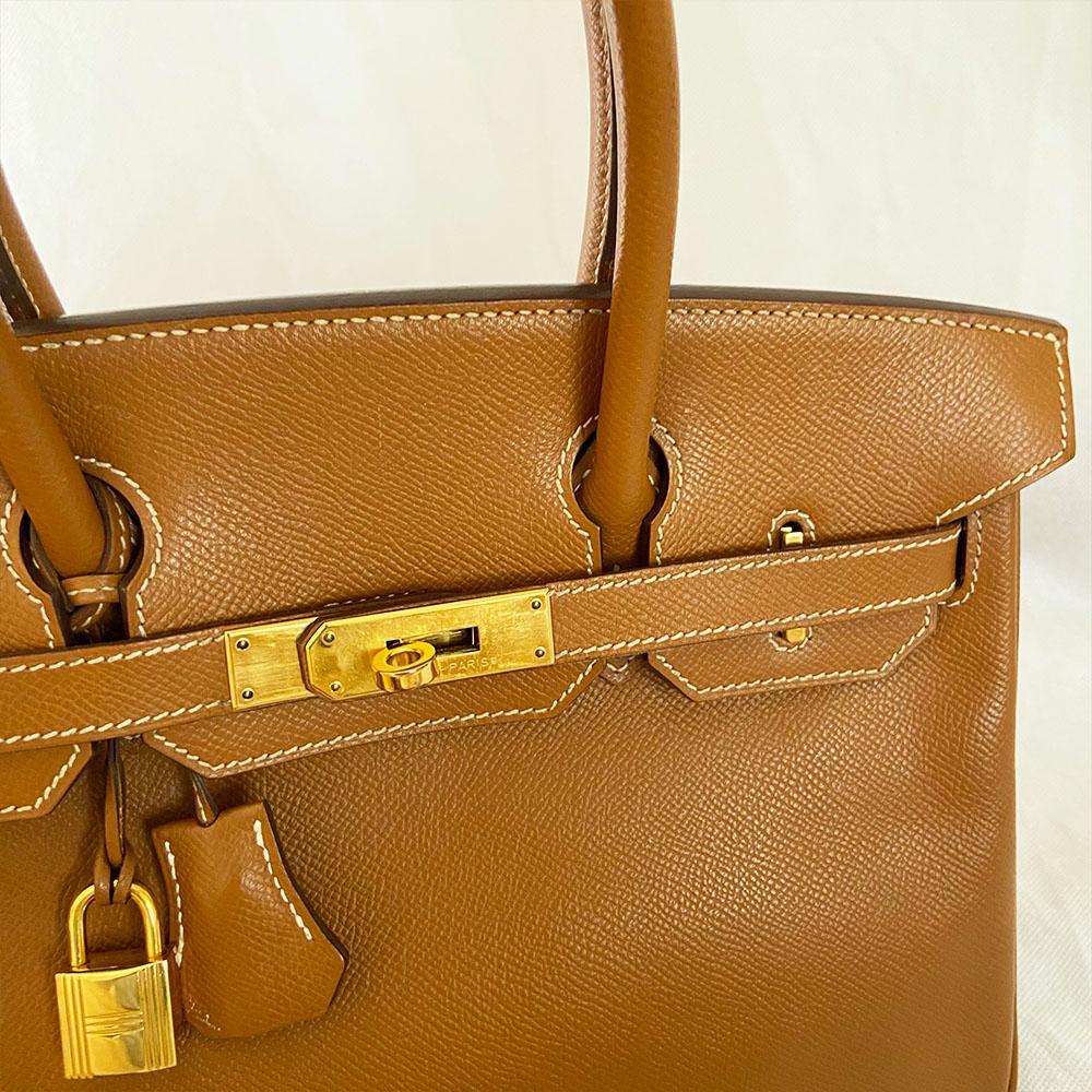 Hermes 30 Gold Birkin Epsom Leather Bag