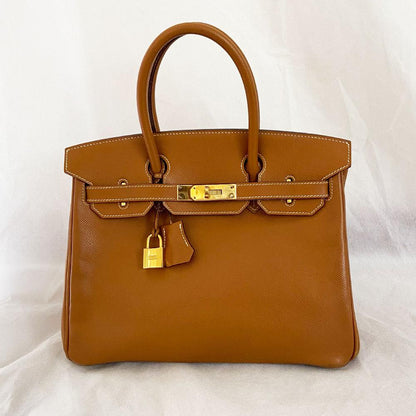 Hermes 30 Gold Birkin Epsom Leather Bag