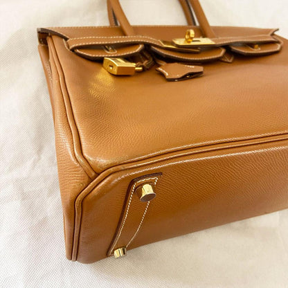 Hermes 30 Gold Birkin Epsom Leather Bag