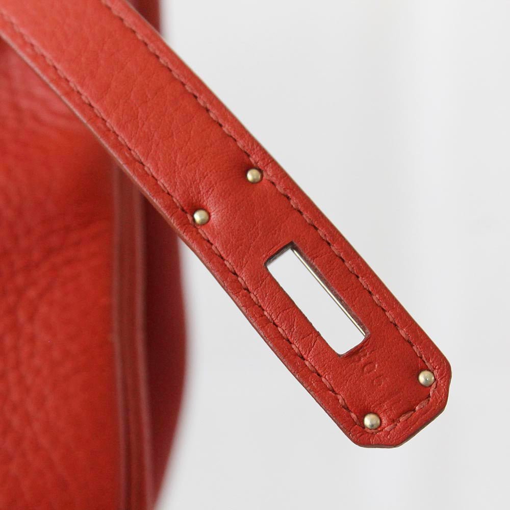 Hermes 35 Birkin Red Clemence Leather with Palladium Hardware