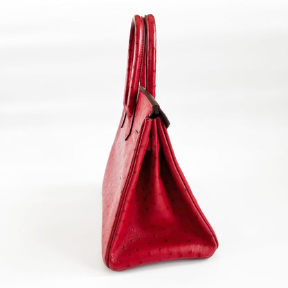 Hermes Birkin Rouge Red Vif Ostrich with Palladium Hardware