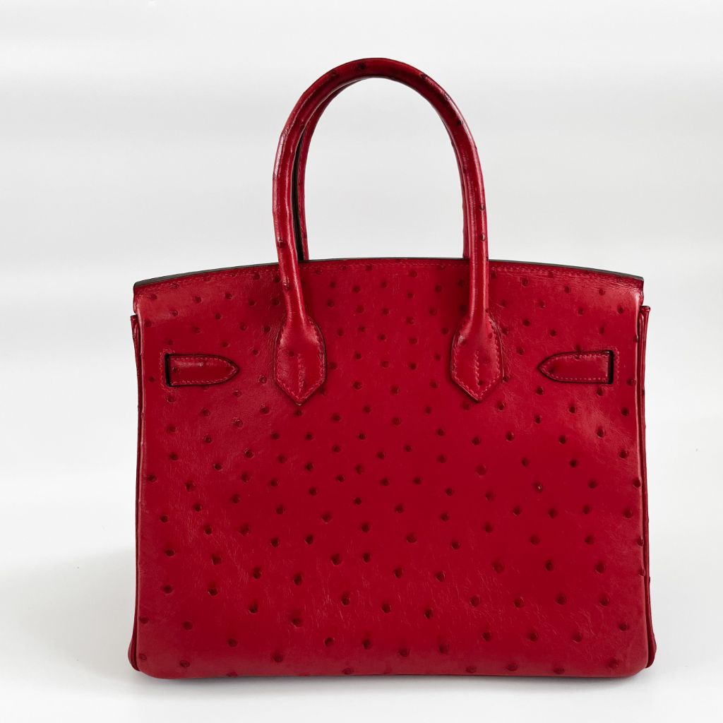 Hermes Birkin Rouge Red Vif Ostrich with Palladium Hardware