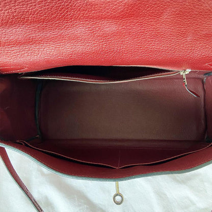 Hermes Rouge Fjord Leather Palladium Hardware Kelly 35 Bag