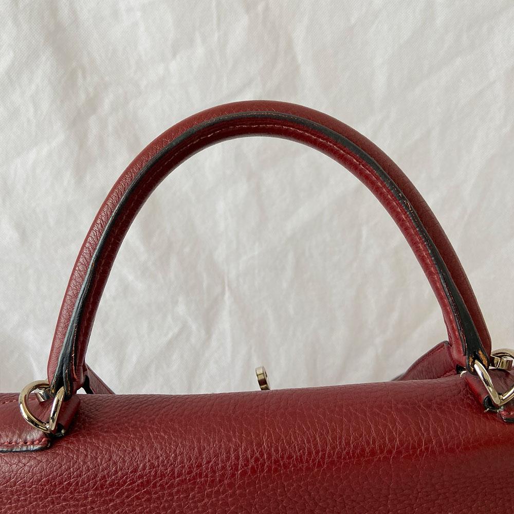 Hermes Rouge Fjord Leather Palladium Hardware Kelly 35 Bag