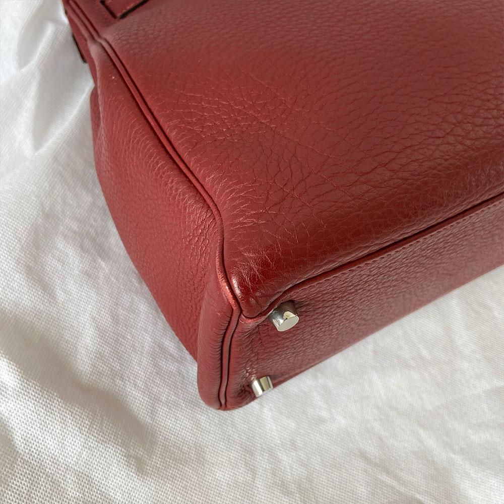 Hermes Rouge Fjord Leather Palladium Hardware Kelly 35 Bag