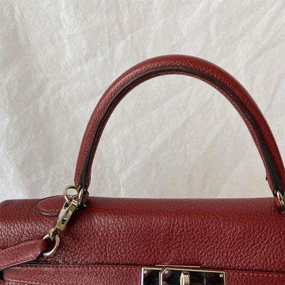 Hermes Rouge Fjord Leather Palladium Hardware Kelly 35 Bag