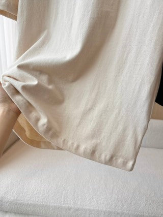 Prada Triangle Logo Round Neck T-shirt Beige Cotton