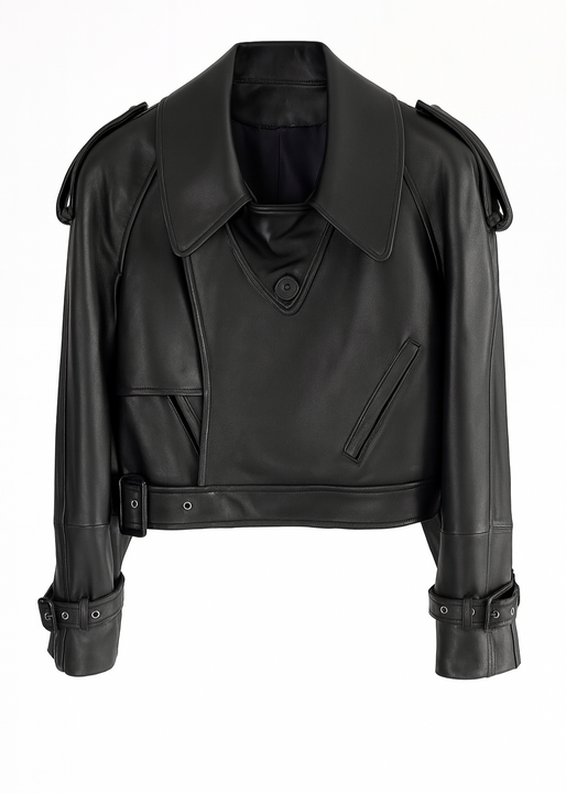 Cropped Faux Leather Jacket