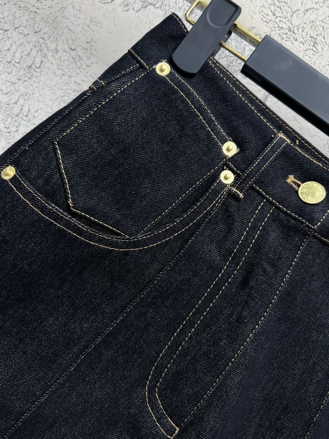 LV 25 Denim Shorts Black Cotton