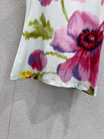 Loewe 25 Floral Ombré Crewneck Short-sleeved T-shirt Cotton Viscose 222659