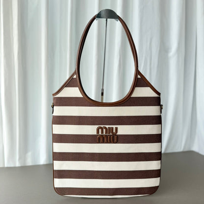 Miumiu Isetan tote hobo bag striped canvas
