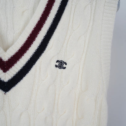 Celine Arc de Triomphe Vest White Cashmere