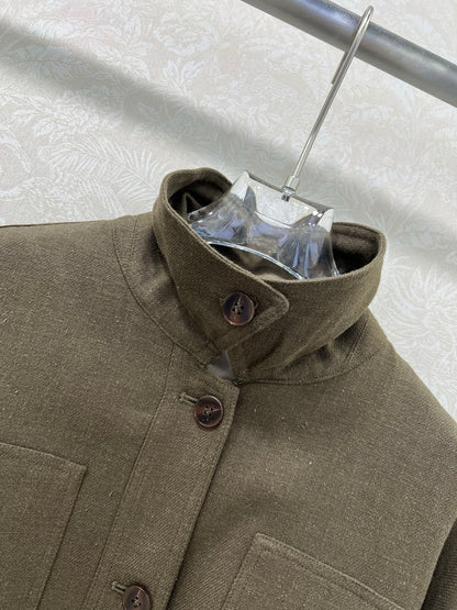 LP 25 Jacket With Belt Khaki Linen Wool 309236