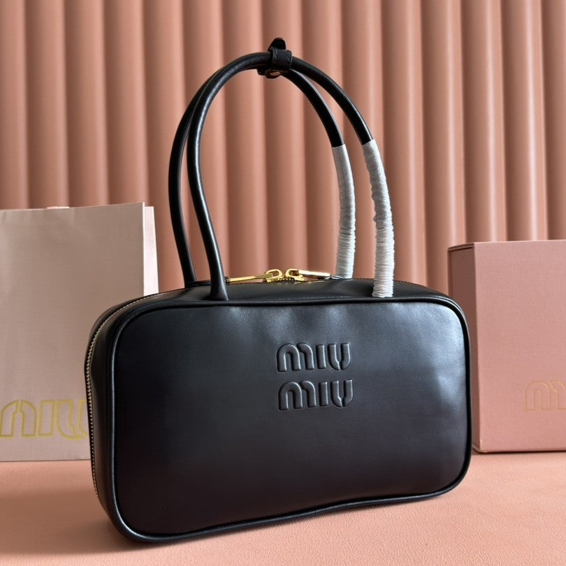 Miu Beau Top-Handle Bag 29 Black Leather 239691