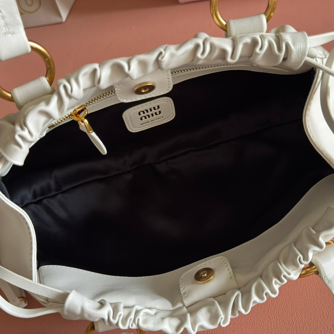 Miu Joie Shoulder Bag White Nappa Leather