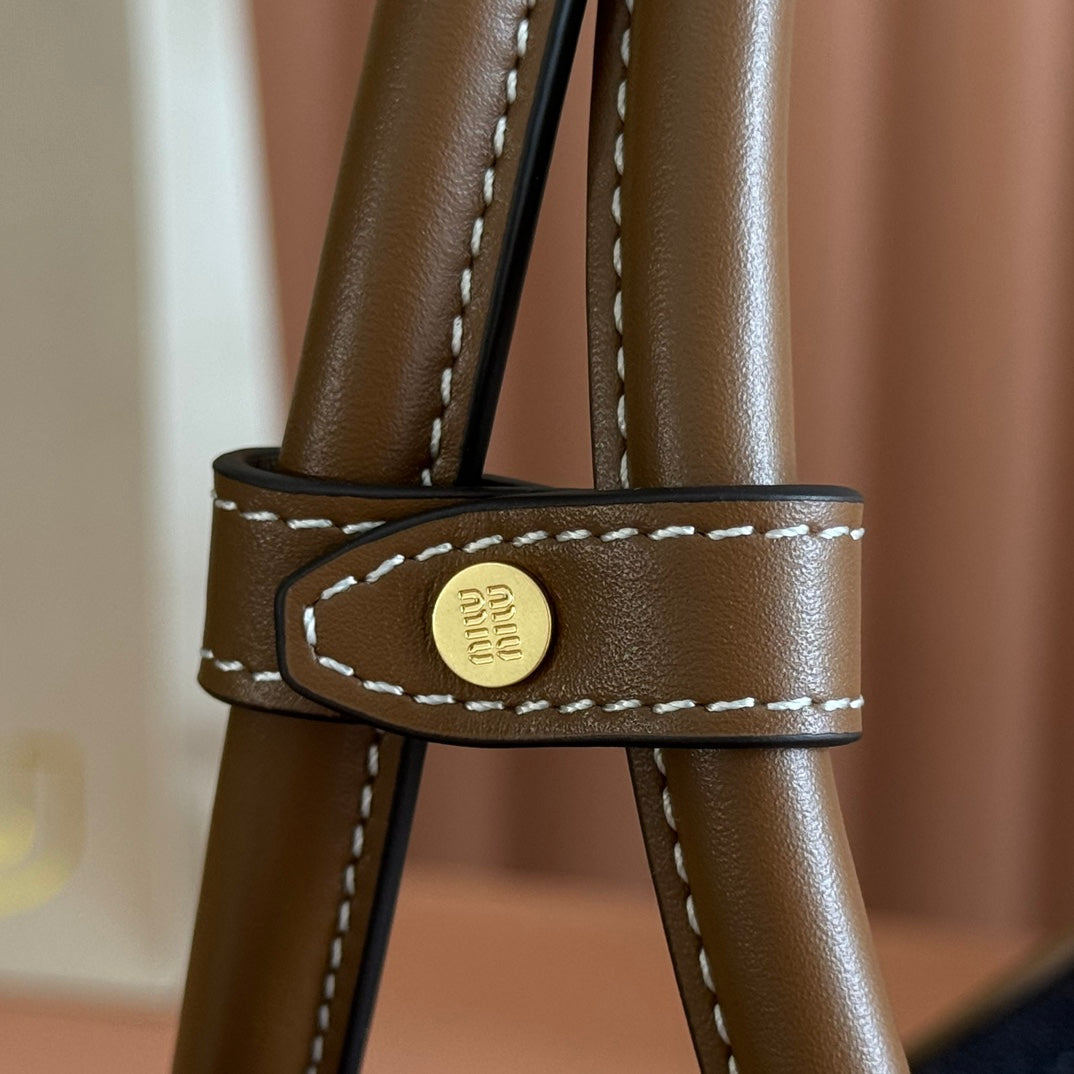 Miu Beau Large Bag 34cm Dark Blue Cotton 257979