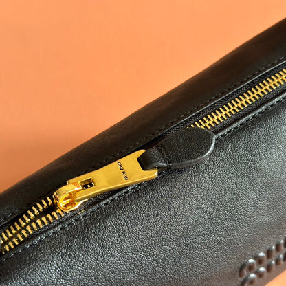 Miu Pouch 25.5cm Black Nappa leather