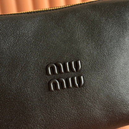 Miu Pouch 25.5cm Black Nappa leather