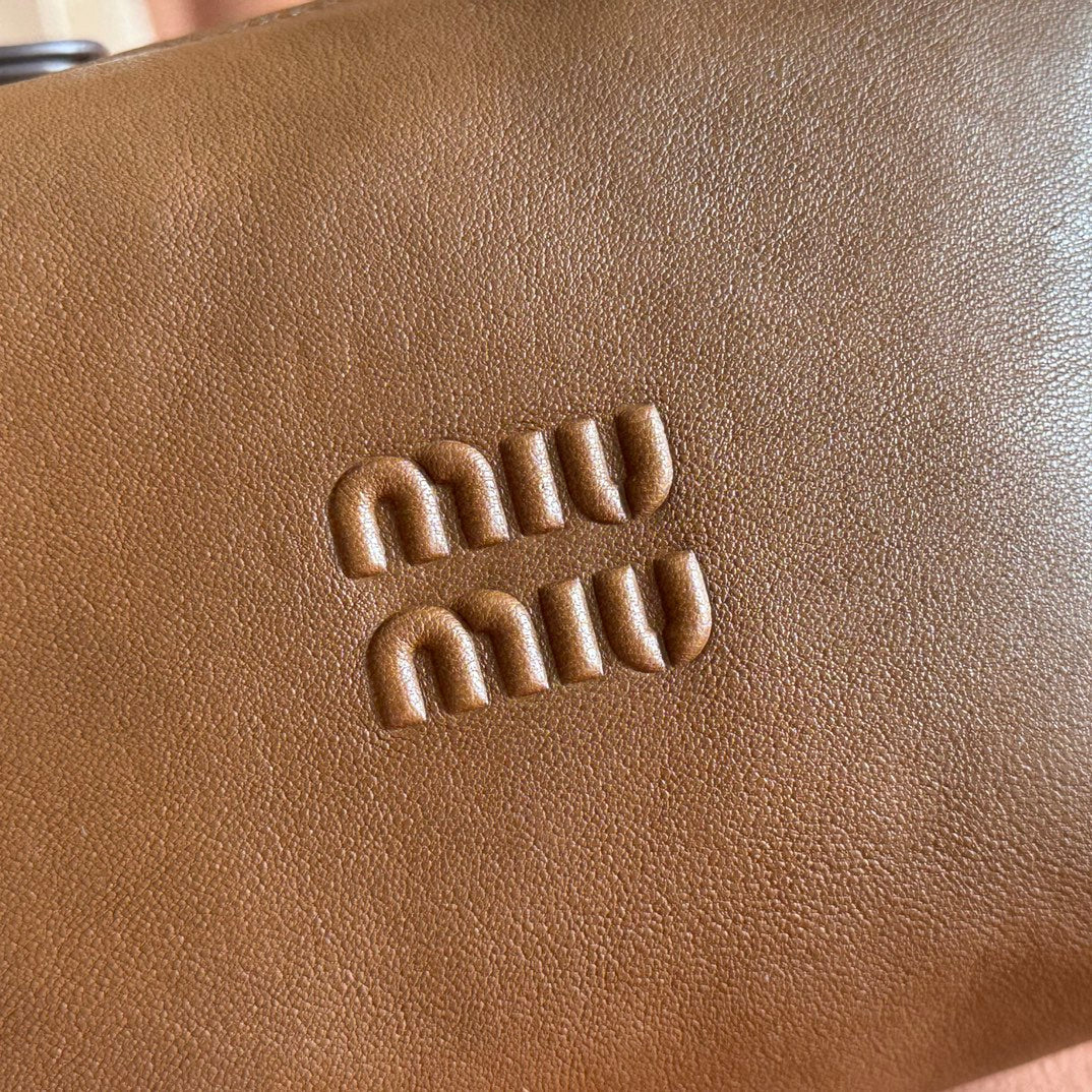 Miu Pouch 25.5cm Brown Nappa leather