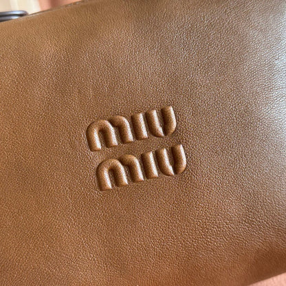 Miu Pouch 25.5cm Brown Nappa leather