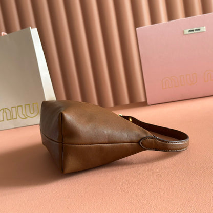 Miu Pouch 25.5cm Brown Nappa leather