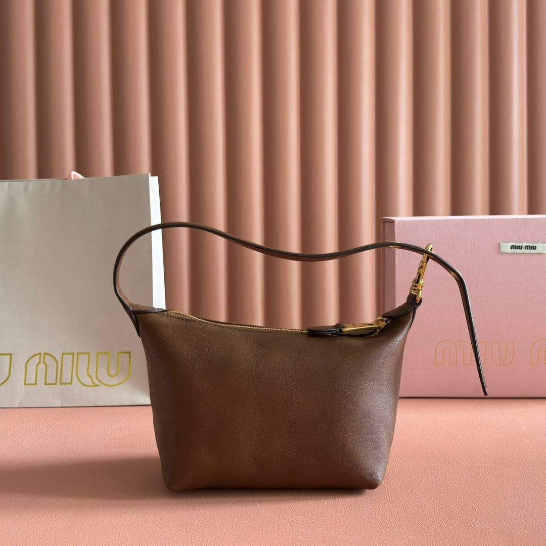 Miu Pouch 25.5cm Brown Nappa leather