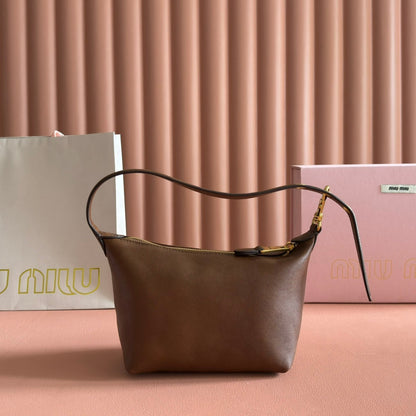 Miu Pouch 25.5cm Brown Nappa leather