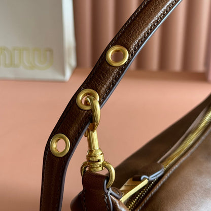 Miu Pouch 25.5cm Brown Nappa leather